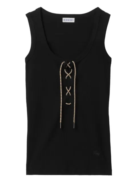 Burberry Check trim cotton blend tank top Black 8120773