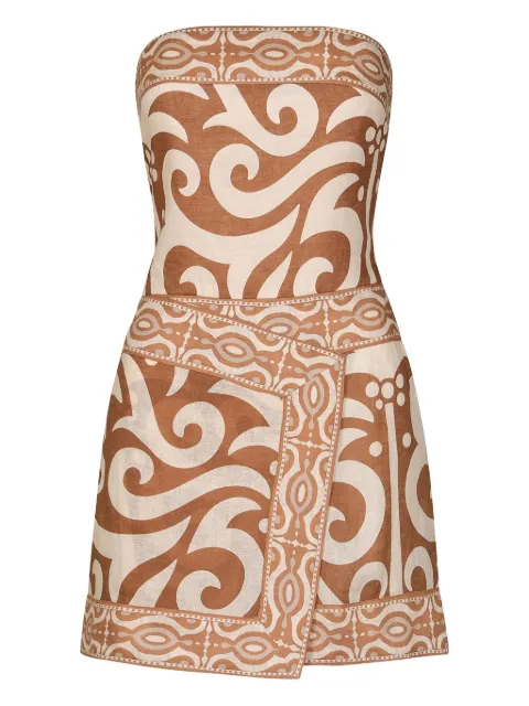 Johanna Ortiz Raíz Ritual patterned mini dress Brown PT03448CAMELECRU
