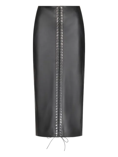 Ludovic de Saint Sernin lace-up leather pencil midi skirt Black AW25SK025WLEA