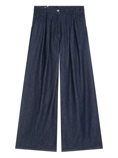 DRIES VAN NOTEN pleated wide-leg jeans Blue 2520109292381