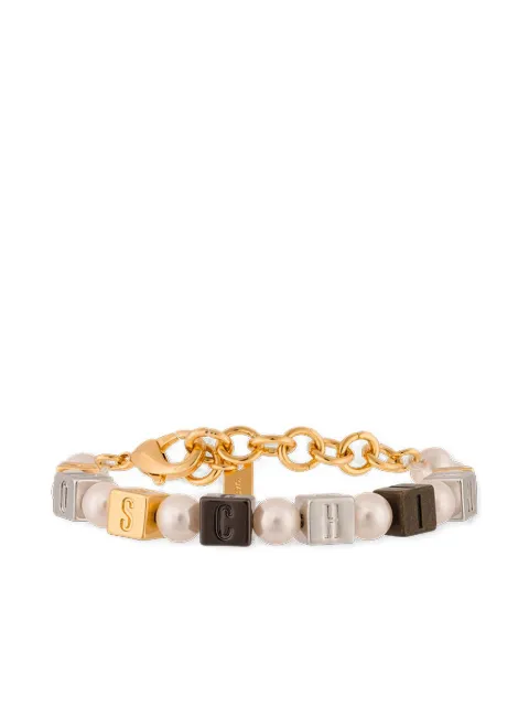 Moschino logo-beaded bracelet Gold A91208410