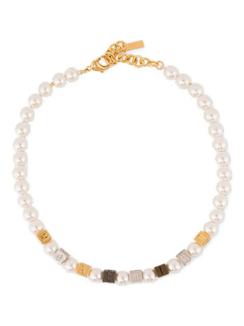 Moschino logo-beaded necklace Gold A91198410