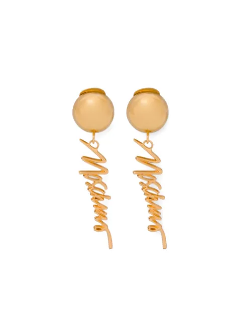 Moschino logo-lettering drop earrings Gold A91168402