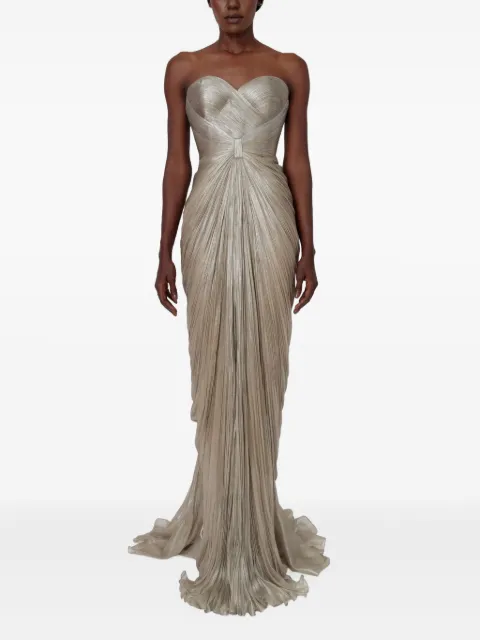 Iris Serban Iolanda strapless-pleated maxi dress Neutrals IOLANDA