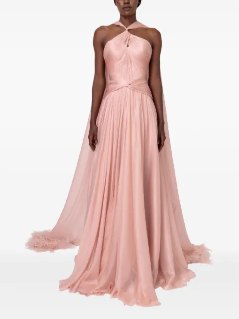 Iris Serban Yeliel twisted-feathers maxi dress Pink YELIEL