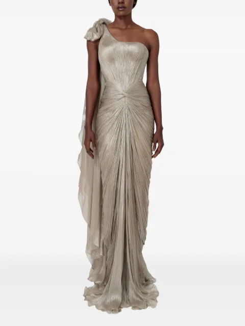 Iris Serban Lissa one-shoulder bow maxi dress Grey LISSA
