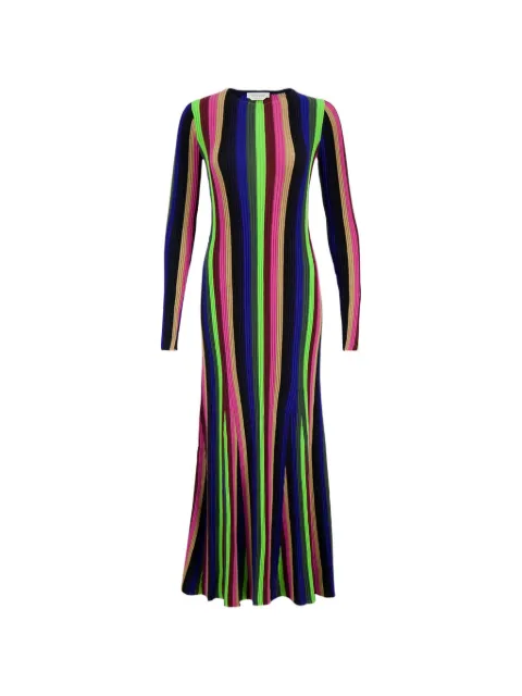 Gabriela Hearst striped-pattern long-sleeve dress Black 3269001A003