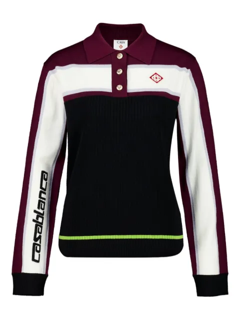 Casablanca striped wool polo shirt Black WSP26KW123501