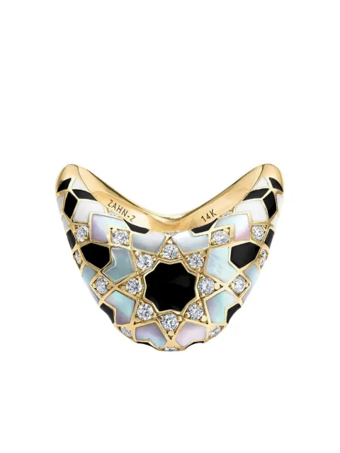 ZAHN-Z 14K yellow gold Big Zaha Secrets Revealed diamond and mother-of-pearl ring Gold ZZZ04