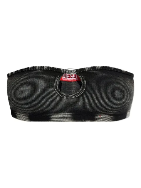 Diesel soft bandeau bra in cotton rib with jewel Oval D Grey A220670LKAR