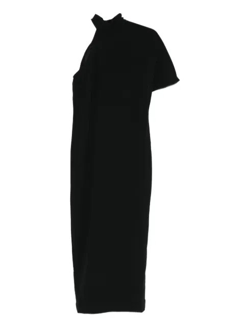 Taller Marmo high-neck asymmetrical-sleeve midi dress Black TMRE2612133