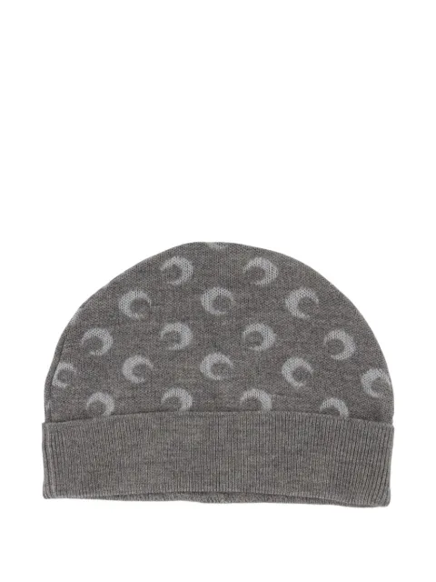 Marine Serre moon-print beanie hat Grey UHG012ACKNI0530