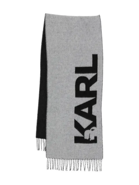 Karl Lagerfeld fringed logo scarf Grey 8050520824135