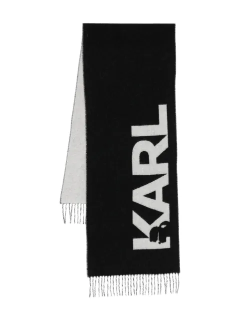 Karl Lagerfeld logo-detail fringe scarf Black 8050520824135