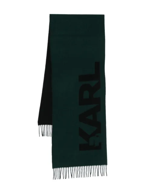 Karl Lagerfeld fringed logo-detal scarf Green 8050520824135