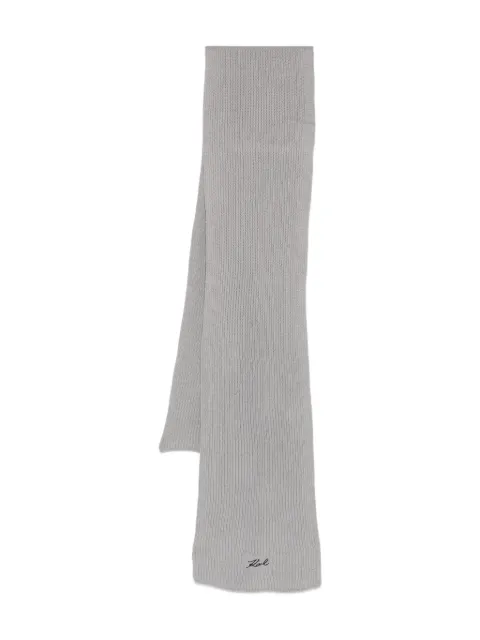 Karl Lagerfeld ribbed logo scarf Grey 8056880824134