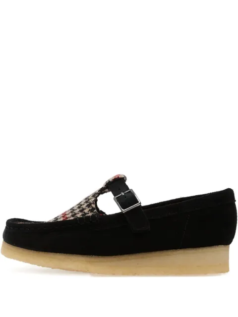 Clarks Originals T-Bar Houndstooth Wallabee Trainers Black 261838114