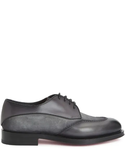 Santoni Colin suede-panel Derby shoes Grey MCCO18554MD3HAVV