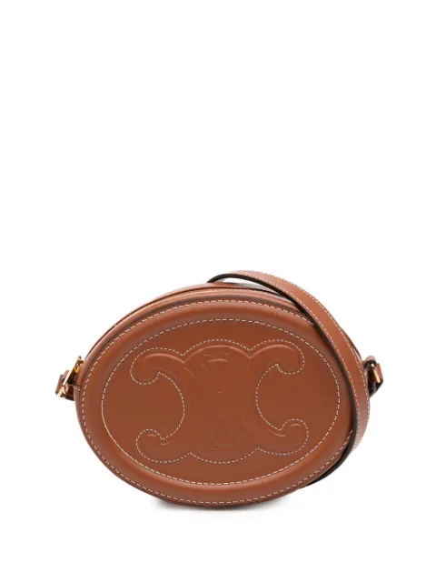 Celine Pre-Owned 2021 Small Calfskin Cuir Triomphe Oval crossbody bag Brown IQK74FC3FJ4AU1GT