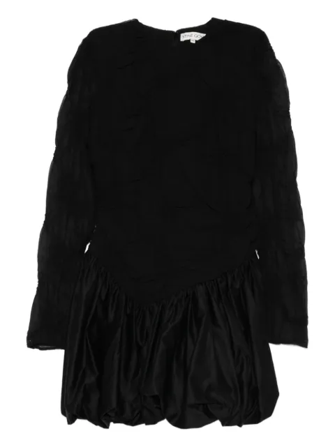 Stine Goya smocked-flowers mini dress Black SGPS26D188
