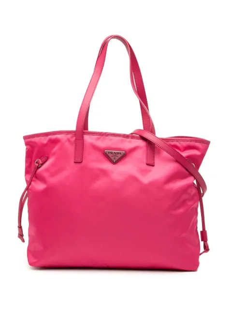 Prada Pre-Owned 2013-2025 Saffiano Trimmed Tessuto Open Convertible Tote satchel Pink EGEUDVBI3UXMTAB4