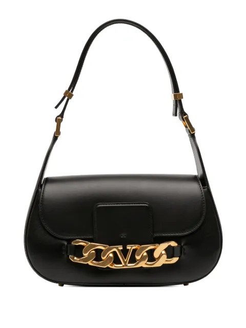 Valentino Garavani Pre-Owned 2018-2025 Medium Leather Vlogo Chain shoulder bag Black 4IU6NZS30S1JOXG0