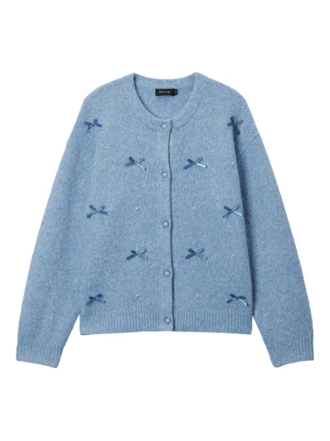 tout a coup bow-embellished knitted cardigan Blue M322AW5