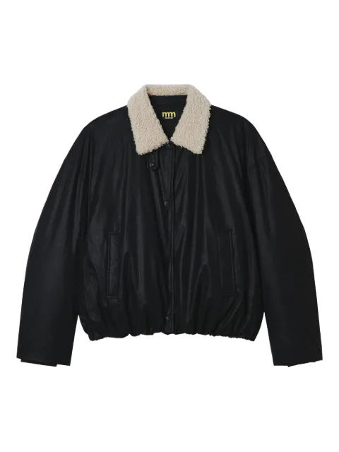 Mini Cream shearling-collar buttoned jacket Black 5WM120A