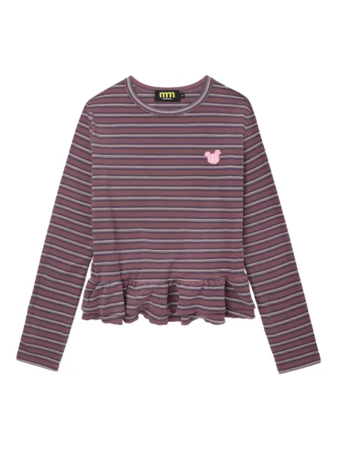 Mini Cream striped ruffled T-shirt Purple 5WM634A