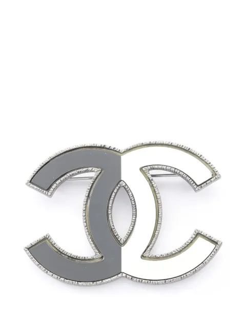 CHANEL Pre-Owned 1986-1988 interlocking-CC brooch Silver 1023491