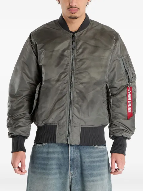 Alpha Industries MA-1 Distressed logo detail bomber jacket Grey 258128432