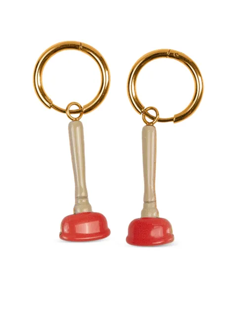 Seletti x Toiletpaper dangling sink plunger earrings Gold 02207