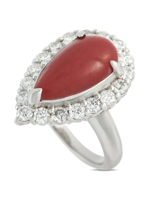 LB Exclusive platinum diamond coral ring Silver MF14101625
