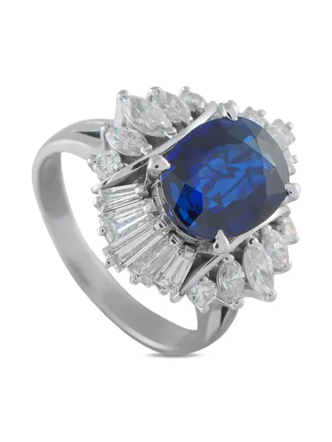 LB Exclusive platinum diamond sapphire ring Silver 5231