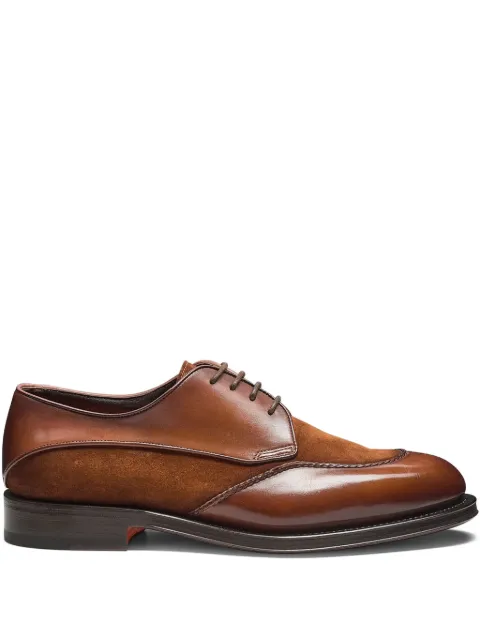 Santoni suede-panelled Derby shoes Brown MCCO18554MD3HAVV