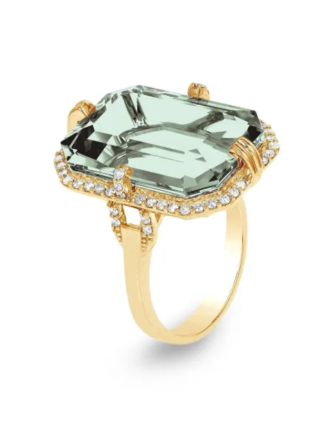 Goshwara 18K yellow gold embellished diamond and prasiolite ring Gold JR0140PSY