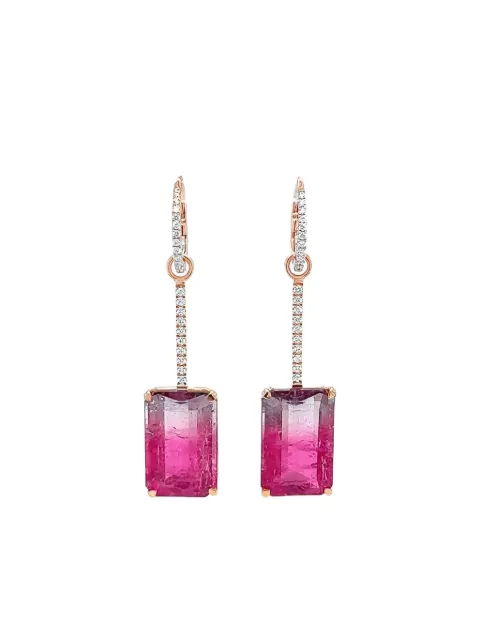 Lisa Nik 18K rose gold embellished diamond and tourmaline drop earrings Pink WTECERRD2060