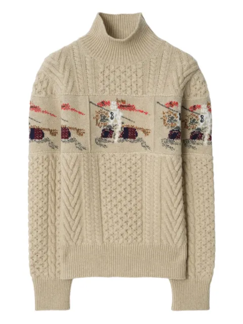 Burberry EKD Aran-knit sweater Neutrals 8121451