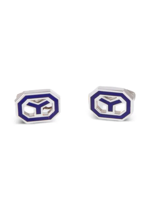 Saint Laurent Pre-Owned 1990s octagonal logo cufflinks Silver 15016217