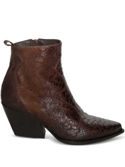 CHUCKIES 75mm embossed heeled boots Brown E2040