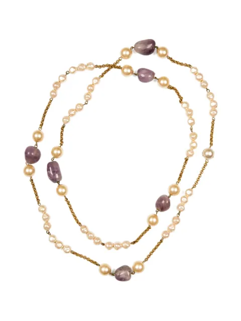 CHANEL Pre-Owned 2001 faux-pearls sautoir necklace Gold 15016233