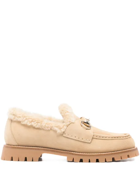 Gucci horsebit shearling loafers Neutrals 836060AAA5U