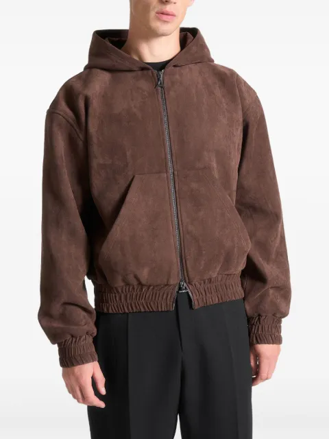 Manière De Voir Cropped suede hoodie - brown Brown MAN3240