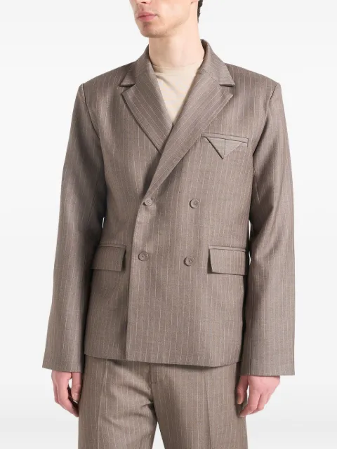 Manière De Voir Didier double-breasted pinstripe suit jacket Brown MAN32132