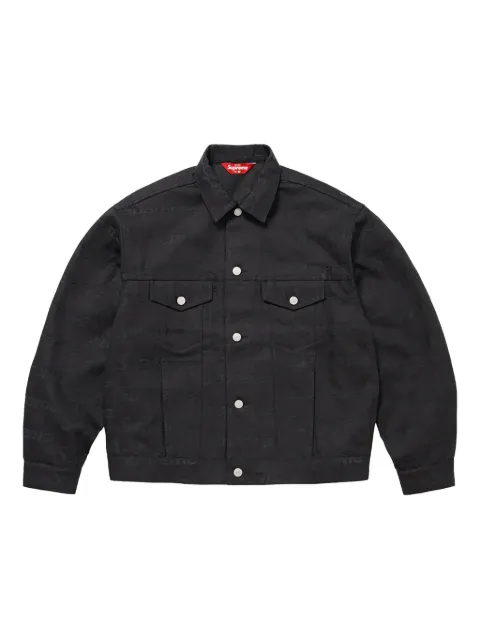 Supreme jacquard logos denim trucker jacket Black SU26293