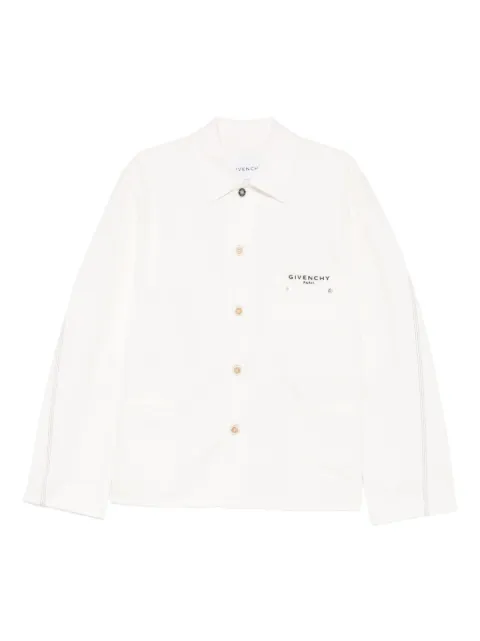 Givenchy embroidered-logo chest-pocket denim jacket Neutrals BM01F95171