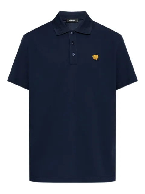Versace embroidered cotton piqué polo Blue 10139061A15694