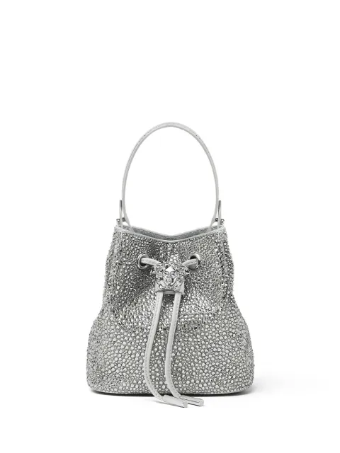 Versace La Medusa embellished satin mini bucket bag Silver 10177541A14318