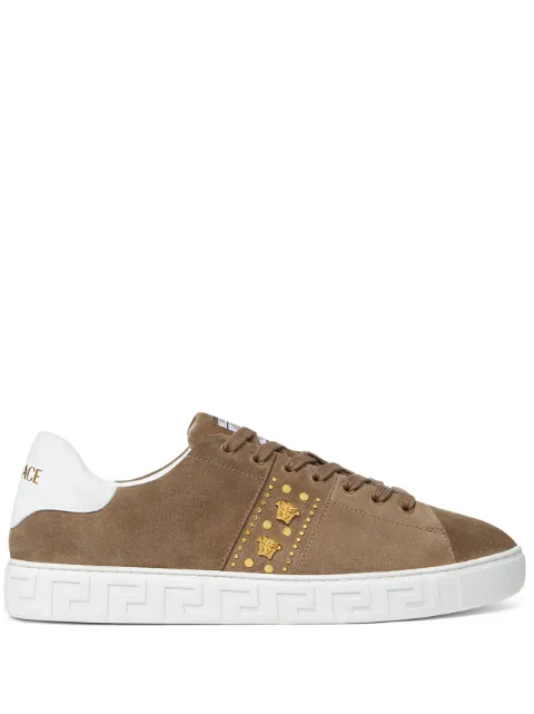 Versace Greca embellished suede sneakers Brown 10144601A16584