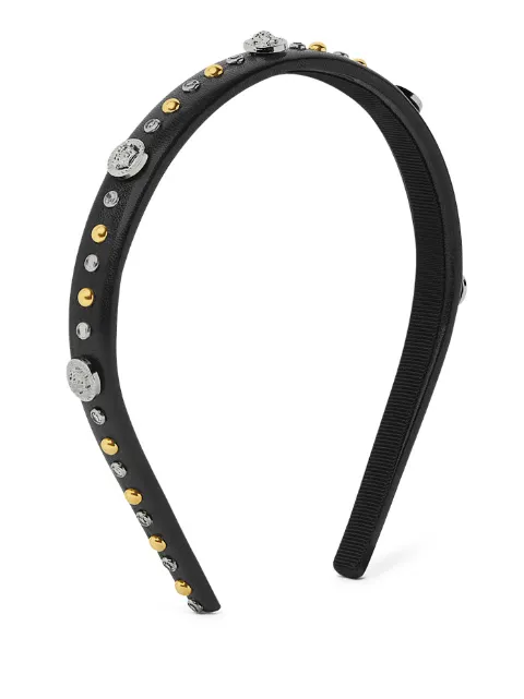Versace embellished leather headband Black 10092751A17185